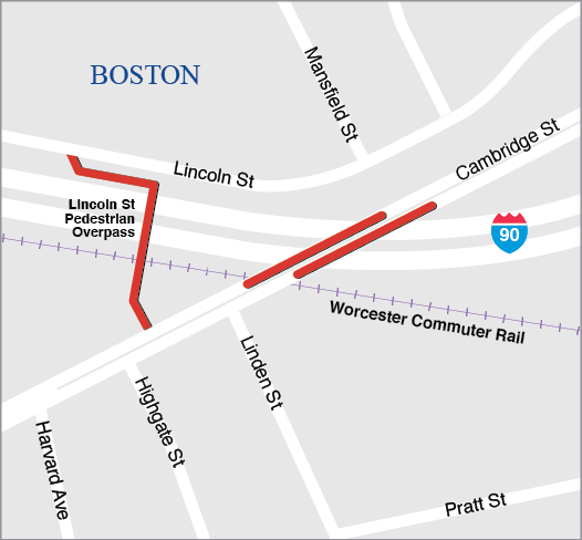 BOSTON: DECK REPLACEMENT, B-16-056, CAMBRIDGE STREET OVER INTERSTATE 90, INCLUDES PRESERVATION OF B-16-057, LINCOLN STREET PEDESTRIAN OVERPASS OVER INTERSTATE 90 